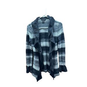 White House Black Market Open Black Grey Cardigan Sweater Size M
